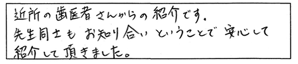 患者様の声：数ある医院の中から当院をお選び下さった決め手はありましたか？